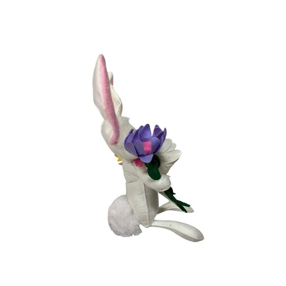 2016 ANNALEE 14" White & Pink Spring Easter Bunny Rabbit Puff Tail w Flowers New - Picture 7 of 10
